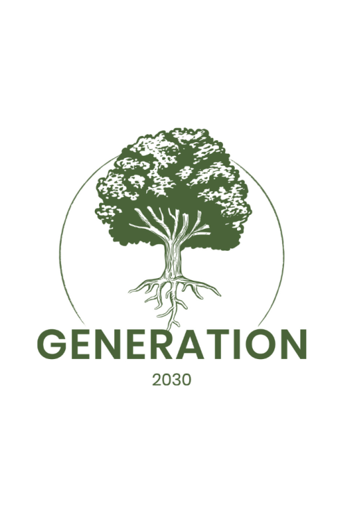 Generation 2030 logo featuring a green tree with visible roots, representing sustainability strategy by Spadel.